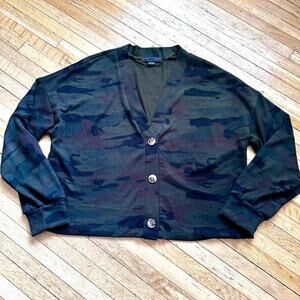 Social Standard by Sanctuary Camo V-Neck Cardigan Size L